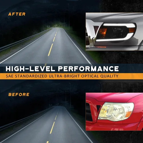 Vista 7 de WEELMOTO Conjunto de faros delanteros para Tacoma DRL 2005-2011 compatible con faros delanteros DRL Tacoma 2005 2006 2007 2008 2009 2010 2011 DRL