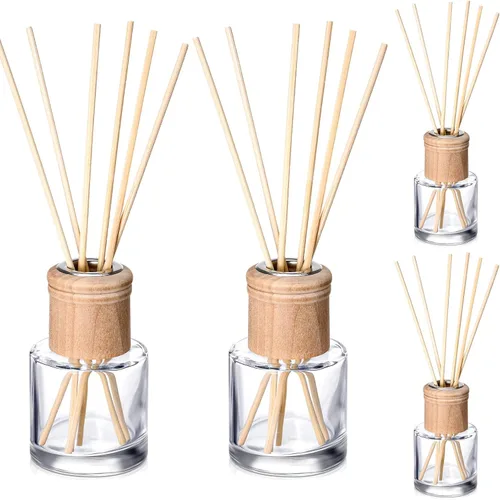 Vista 9 de Roshtia Juego de 20 botellas difusoras de varillas vacías rellenables, botellas difusoras de fragancia de vidrio con tapas de madera, varillas