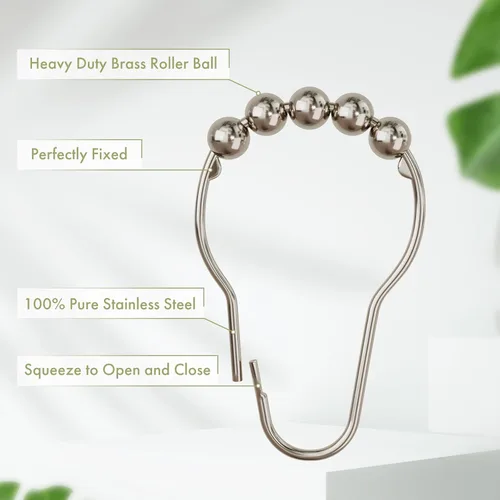 Vista 44 de Amazer - Juego de 12 ganchos decorativos para cortina de ducha de acero inoxidable para barras de cortinas de baño, blanco acrílico