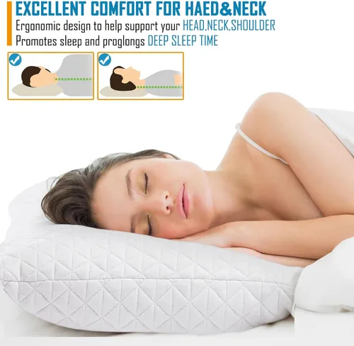 Vista 4 de KEYOOHOME Almohadas de espuma viscoelástica trituradas para dormir, juego de 2 almohadas de cama de tamaño estándar, ajustables, buenas para dormir