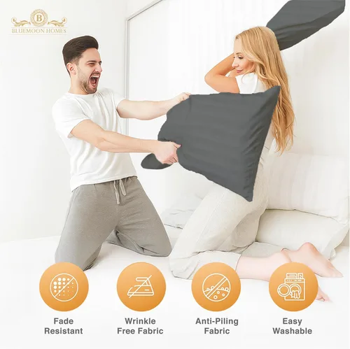 Vista 70 de 100% Cotton Pillow Covers for Queen/Standard Size Pillows - Set of 2 Sateen Pillowcases - Egyptian Cotton Pillow Cases with Long Staple Cotton for