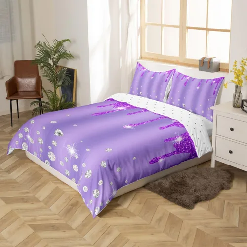 Vista 147 de Feelyou Coquette Bow Bedding Set Twin Size Leopared Bows Comforter Cover for Kids Teens Adults Glitter Diamond Blue Duvet Cover Cute Bowknot Room
