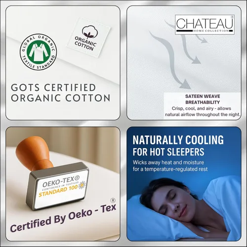 Vista 2 de Sábanas Twin XL 100% Algodón Para Cama Twin, Juegos de Sábanas Bajeras y Fundas de Almohada Totalmente Elásticas, Resistentes a la Decoloración