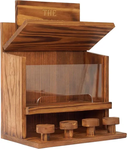 Vista 4 de MIXUMON Mesa Alimentadora de Ardillas The Nut Bar, Comedero de Mesa de Picnic de Madera para Ardillas, Alimentador de Ardillas Duradero para Mazorca