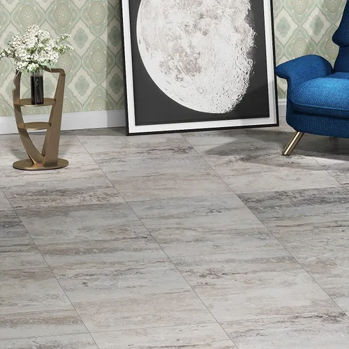 Vista 3 de Livelynine Azulejos de suelo impermeables de 12 x 12 pulgadas, suelo de vinilo de piedra moteada para baño, azulejos autoadhesivos para cocina