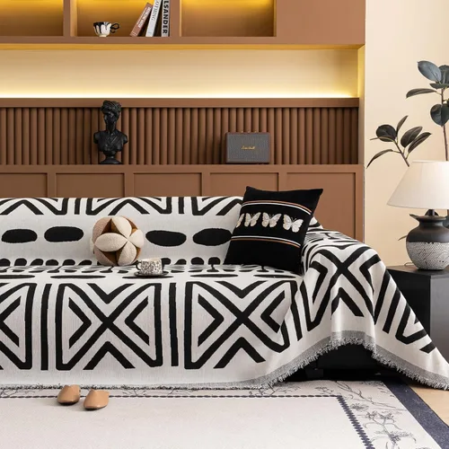 Vista 11 de VClife funda boho de sofá de felpilla para sofá seccional, funda antideslizante para sofá de 2 plazas, protector para mascotas con borlas, funda