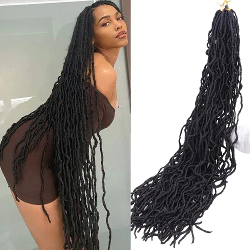 Trenzas de ganchillo sintéticas de 36 pulgadas, 6 paquetes de trenzas de ganchillo súper largas de diosa, cabello rizado, ondulado, suave, trenzado