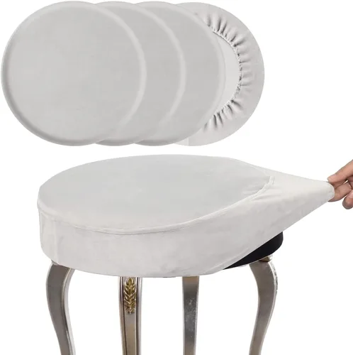 Vista 15 de SINOSSO Juego de 4 fundas redondas para banco de tocador, diámetro (13 a 15.5 pulgadas), terciopelo súper suave, elástico, lavable, protector