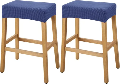Vista 44 de YISUN Fundas de taburete rectangulares, paquete de 2 fundas elásticas impermeables para asiento de silla de montar, taburetes de bar, sillas de bar