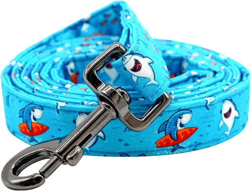 Correa para perro, duradera y resistente con estampado de tiburón, correa resistente, cómoda correa acolchada para perros pequeños, medianos y