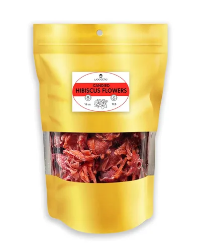Vista 10 de WOODCHA Hibisco confitado, flores comestibles secas, flores comestibles de hibisco, decoración de pasteles, comida de hibisco, flores deshidratadas