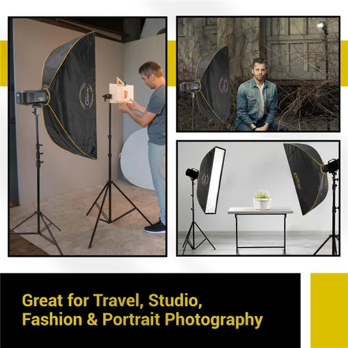 Vista 5 de Glow EZ Lock - Caja de luz rectangular de 12 x 56 pulgadas con difusor externo, interno, disco deflector, rejilla y adaptador de anillo de velocidad