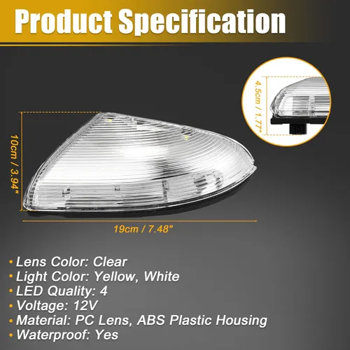 Vista 3 de X AUTOHAUX Luz LED de señal de giro del espejo delantero derecho del coche 68064948AA apto para Dodge para Ram 1500 2009-2018 negro