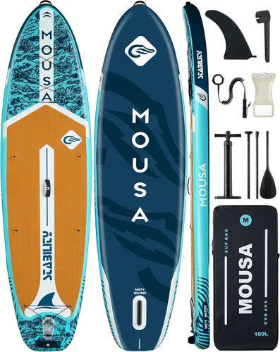Vista 11 de MOUSA 10‘8/11'×35" Extra Wide Inflatable Stand Up Paddle Board, Stable Paddleboard SUP for 2 People/Family, Anti-Slip Full EVA Deck, 3 Handles, 100L