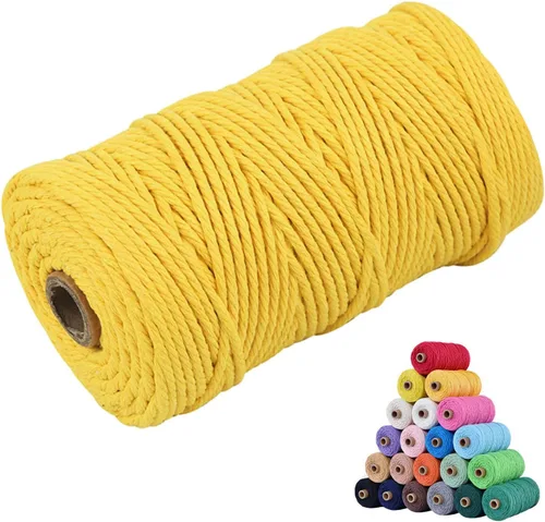 Vista 39 de Cordón de algodón para macramé 3mm x 109 yardas, cuerda de macramé natural color beige, suministros perfectos de algodón para macramé, para hacer