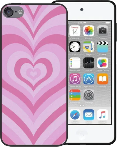 Vista 10 de Compatible con iPod Touch 5/6/7 Negro Lindo Corazón Túnel Centro Amor Patrón de Amor a prueba de Golpes Protección Antideslizante Delgada Suave