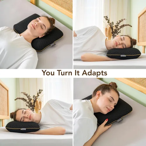 Vista 3 de Travel Memory Foam Pillow for Sleeping, Comfortable Camping Pillow, 15.75x11.81x3.94 inches, Easy to Carry Portable Bag, Soft, Breathable, Washable