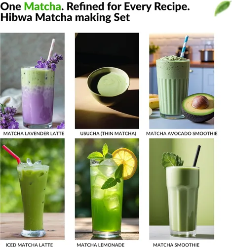 Vista 5 de Juego de 8 batidores de matcha, juego de ceremonia de té tradicional japonesa con tazón de matcha, kit completo de matcha para principiantes Verde