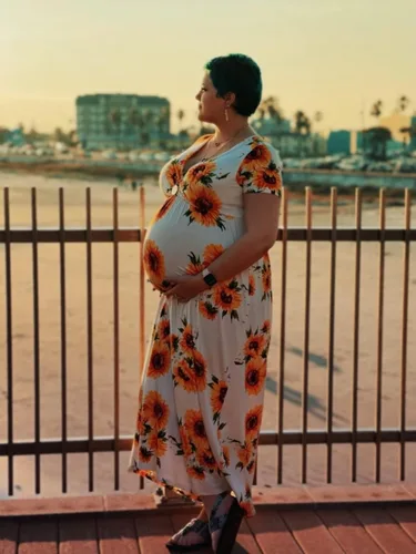 Vista 5 de Xpenyo Vestido Maxi de Maternidad para Mujer Casual Envolvente Largo para Baby Shower Embarazo