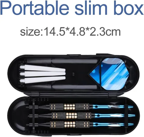 Vista 6 de Juego de dardos de punta suave 18/20 gramos - Dardos profesionales con punta de plástico y cañón de latón + Cañas de aluminio + 50 anillos de goma +