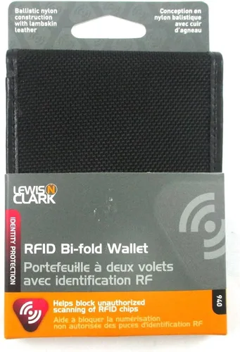 Vista 4 de Lewis N Clark - Cartera con bloqueo RFID para hombre, de piel delgada, tarjetero de crédito, color negro