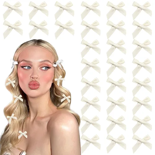 30 pinzas para el cabello con lazo, de satén beige, mini lazo, accesorios para el cabello, lindos pasadores de lazo para el cabello, horquillas para