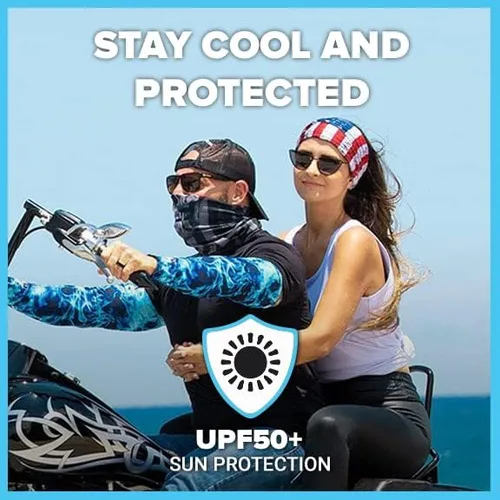 Vista 4 de S A Company 5 Pack UV Face Shield Multipurpose Protector Neck Gaiter Elastic Face Mask Patriotic Design for Men and Women