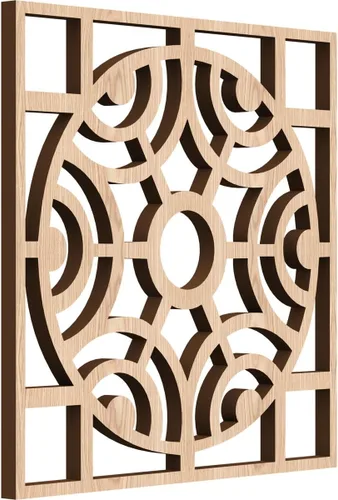 Vista 34 de 11 3/8"W x 11 3/8"H x 1/4"T Small Walton Decorative Fretwork Wood Wall Panels, Hickory