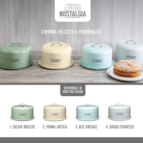 Vista 6 de KitchenCraft Living Nostalgia - Caja hermética para pasteles, 11.2 x 7.1 in, color verde salvia inglesa