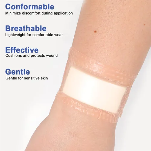 Vista 7 de Vendaje de espuma de silicona para vendaje de heridas con borde adhesivo, paquete de 5 parches súper absorbentes, almohadillas de espuma de silicona