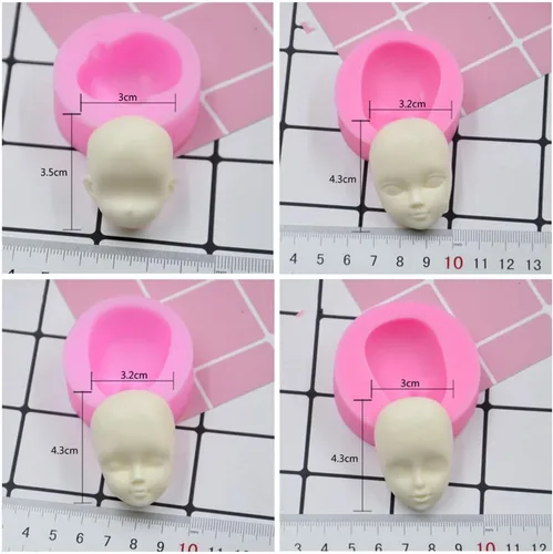 Vista 4 de 8 unids/set 3D bebé cara suave arcilla molde herramientas muñeca cara silicona molde Fondant pastel decoración herramientas chocolate caramelo