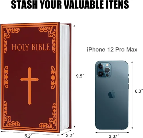 Vista 4 de Caja de almacenamiento de libros de diversión, caja fuerte secreta con llave de seguridad, caja de seguridad para guardar dinero, documentos