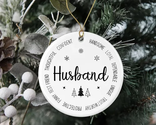 Vista 2 de Descriptive Husband Ornament, Best Husband Ever Christmas Ornament, Husband Xmas Keepsake Gift from Wife, New Husband Ornament Gift, First for