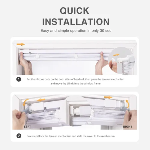 Vista 5 de Mini persianas horizontales de vinilo sin cordón, sin herramientas, sin taladro, de 1 pulgada, persianas que filtran la luz para ventanas, persianas