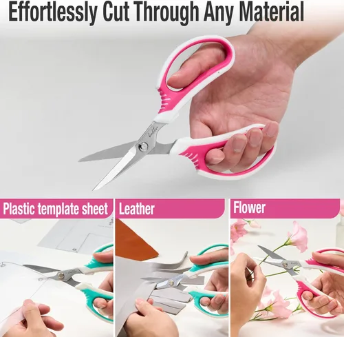 Vista 4 de Beaditive Tijeras Multiusos para Manualidades - Tijeras de Corte Ergonómicas con Cuchillas de Acero al Carbono Afialadas - Tijeras de Coser