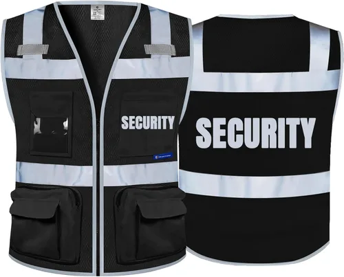 Vista 12 de BeautyWill Chalecos de seguridad de alta visibilidad clase 2 con certificación ANSI Chaleco de trabajo de seguridad con cremallera frontal