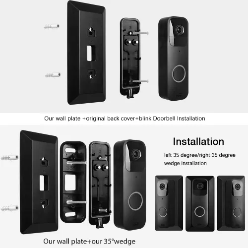 Vista 5 de HOLACA Placa de pared con soporte de cuña en ángulo izquierdo/derecho de 35 grados para timbre de video Blink (2021-1.ª generación)