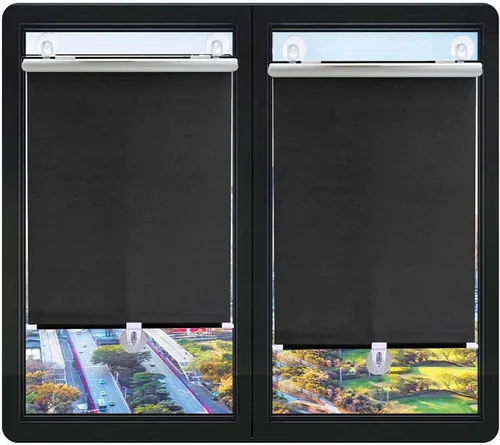 Vista 8 de Cortina opaca temporal, persiana enrollable con ventosas, cortina retráctil para sombrilla, ajustable sin perforaciones, pantalla de ventana Negro