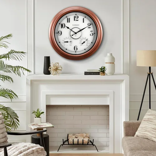 Vista 9 de CLXEAST Relojes iluminados de 18 pulgadas para interior y exterior con sensor inteligente, reloj de pared moderno estilo granja con temperatura