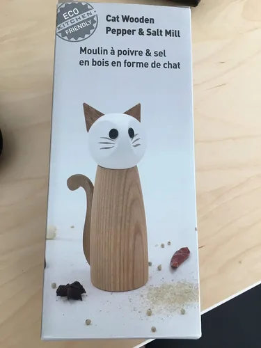 Vista 3 de Peterson Housewares Molinillo de sal o pimienta para gatos - Molinillo de especias de madera