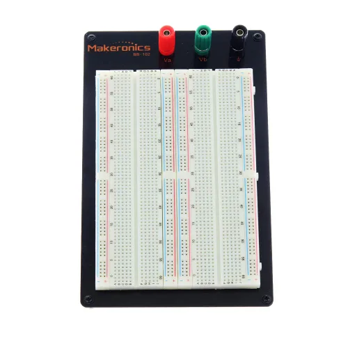 Vista 5 de Placa de pruebas sin soldadura de 1660 puntos de Makeronics con placa trasera de aluminio para prototipado de circuitos/Arduino/Raspberry Pi