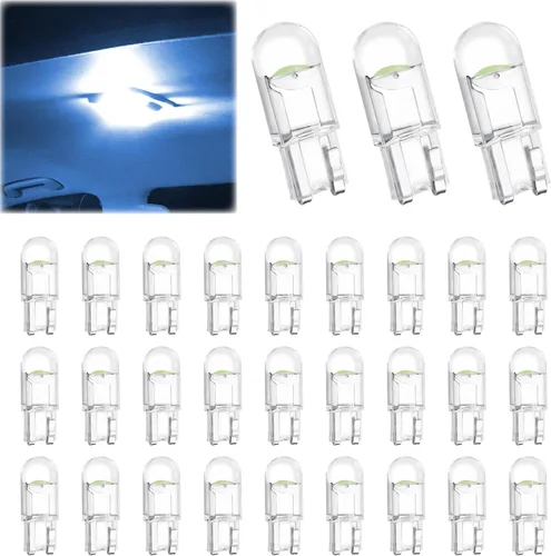 30 PIEZAS Bombillas LED para Coche 194, 168 2825 W5W T10 Bombillas LED de Cuña COB de Repuesto, Bombilla LED para Matrícula 6000K, Bombilla Interior