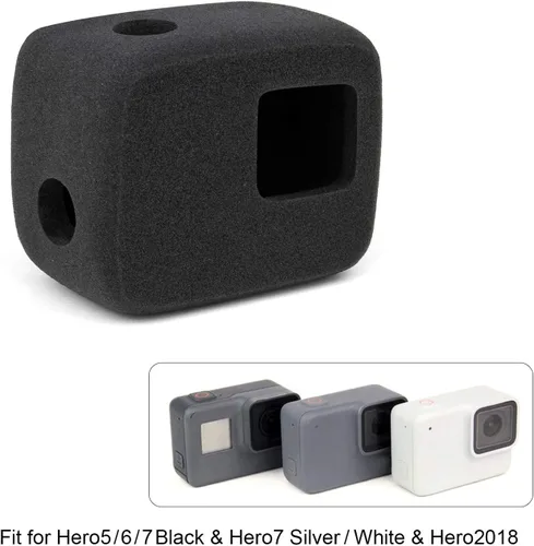 Vista 7 de SOONSUN Paquete de 2 fundas Windslayer para GoPro Hero 5/6/7 negro, blanco, plateado y héroe (2018), manguito de espuma con reducción de ruido