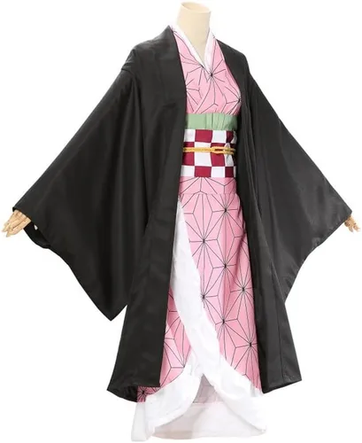 Vista 3 de Tanjiro Nezuko - Disfraz de anime para cosplay, kimono, disfraz de Halloween para hombres, mujeres y adolescentes