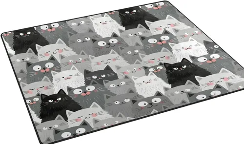 Vista 4 de ALAZA Alfombra gris hipster de gato para sala de estar, dormitorio, 4 pies x 5 pies 3 pulgadas