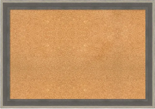 Vista 13 de Amanti Art Natural Cork Board for Wall, 18x24 Vision Board with Grey Wood Frame, Small Corkboard Office Decor for Home Organization, Country Rustic