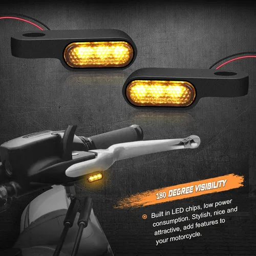 Vista 2 de NTHREEAUTO Luces intermitentes LED mini para manillar, luz marcadora delantera para motocicleta, compatible con Honda Shadow Harley Dyna Sportster