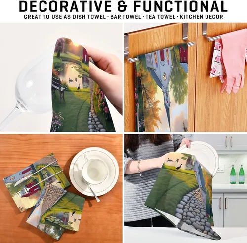 Vista 7 de GAIREG Paños de cocina retro para hornear, 28 x 18 pulgadas, toallas de mano impresas absorbentes