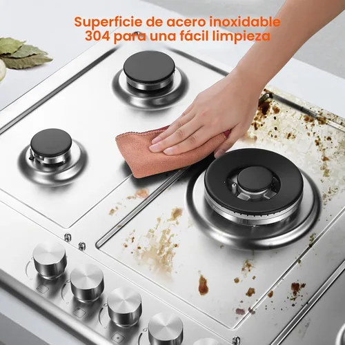 Vista 5 de Eascookchef Placa de cocina de gas de 30 pulgadas, estufa de gas con 5 quemadores de alta eficiencia, placa de cocina de propano de acero inoxidable