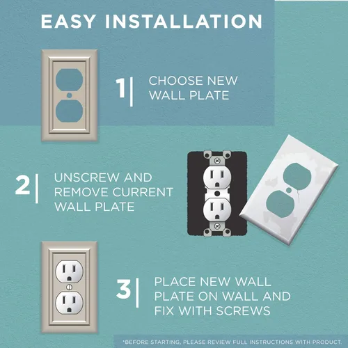 Vista 6 de Embellecedor para interruptor de pared Franklin Brass de diseño clásico de bolitas, embellecedor de interruptor, marco de interruptor